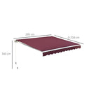 Tenda da Sole 295x250 cm in Alluminio e Poliestere Rosso Scuro
