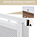 Copritermosifone in Legno a Griglia Bianco 111.5x82x19 cm 
