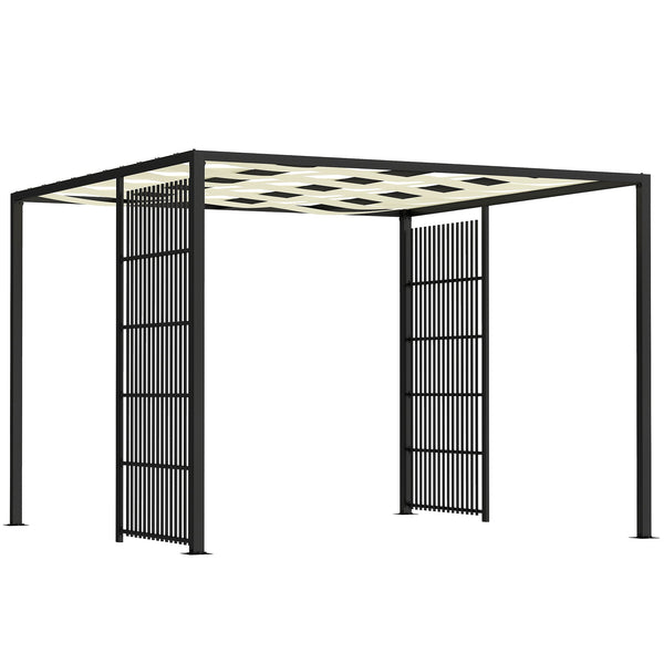 Pergola Gazebo da Giardino 295x295x210 cm Copertura Ondulata e Pannelli Laterali in Metallo Nero online