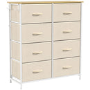 Cassettiera 80x30x94,5 cm con 8 Cassetti in Tessuto e Struttura in Acciaio Beige      