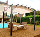 Pergola da Giardino 3,4x3,3x2,4 m in Alluminio con Telo di Copertura 140g/mq Ruggine