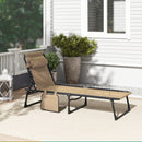 Sdraio da Giardino Pieghevole 185x58x30 cm con Schienale Reclinabile su 5 Posizioni e Cuscino in Tessuto a Rete e Acciaio Beige      