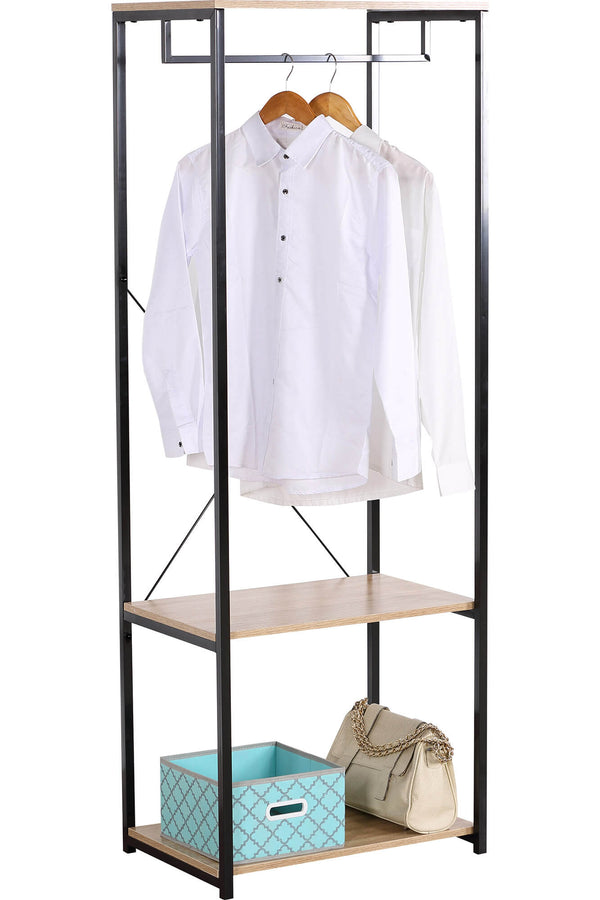 Kleiderständer 2 Regale 60x40,4x167 cm aus Metall und Spanplatte Motti online