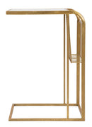 Tavolinetto Marble Porta Giornali 46x35x65 cm in Ferro e Marmo Oro e Bianco