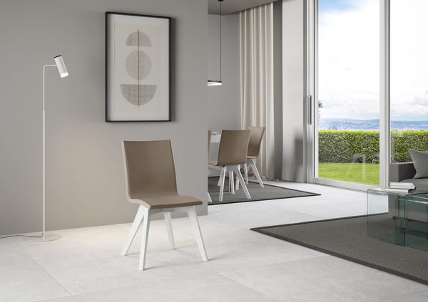 Sedia 52x52x87 cm Trudy gambe bianche in Similpelle Tortora acquista