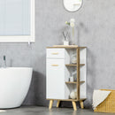 Mobile Bagno 1 Anta 1 Cassetto 50x30x89 cm in Truciolare e Legno di Pino Bianco