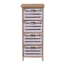 Cassettiera 4 Cassetti in Legno 35x27x85cm Arianna Naturale e Bianca