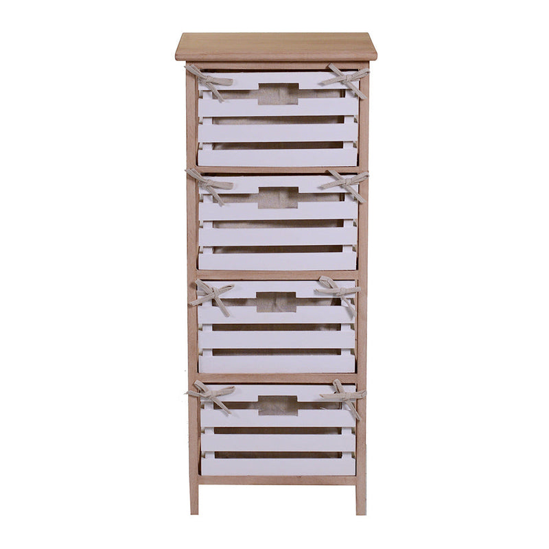 Cassettiera 4 Cassetti in Legno 35x27x85cm Arianna Naturale e Bianca