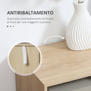 Credenza Base Rialzata 3 Cassetti 3 Ripiani 100x40x79,5 cm in MDF Truciolato e Acciaio