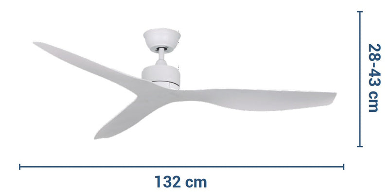 Ventilatore da Soffitto con 3 Pale in Abs Ø132 cm 6 Velocità Sulion Vadis Bianco