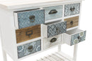 Consolle 9 Cassetti con Portaceste 80x32,5x82 cm in Legno Soriani Bianco Anticato
