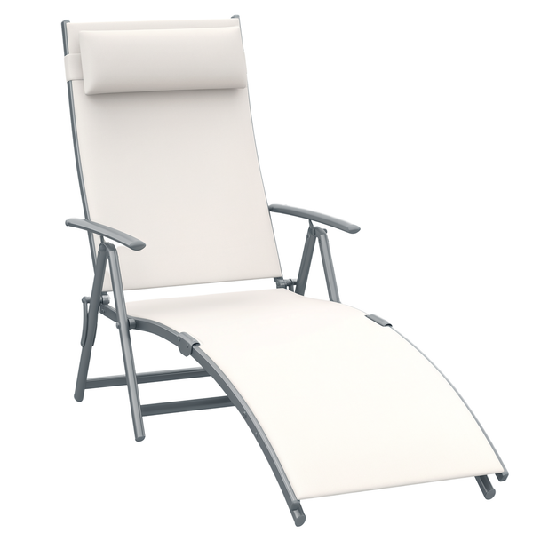Gartenliege Pool Klappbare verstellbare Rückenlehne Cremeweiß 180x63,5x65 cm sconto