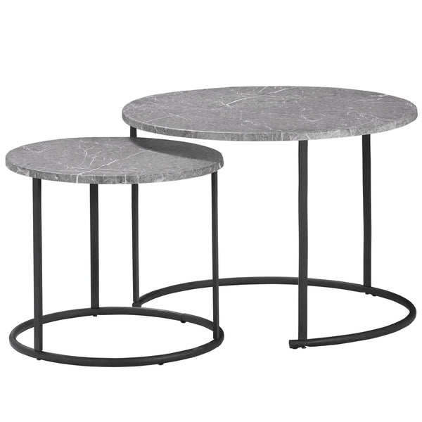 online Set aus 2 Couchtischen mit Platte in Marmoroptik und schwarzem Metallgestell