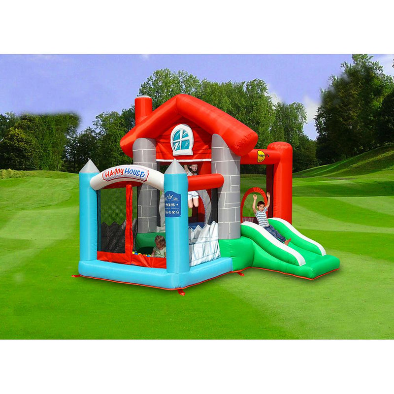 Castello Giostra Gonfiabile Happy Casa con Scivolo e Pompa Inclusa Happy Hop