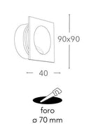 Faretto Segnapassi Quadrato Alluminio Nero Incasso Parete Led 2 watt Luce Calda