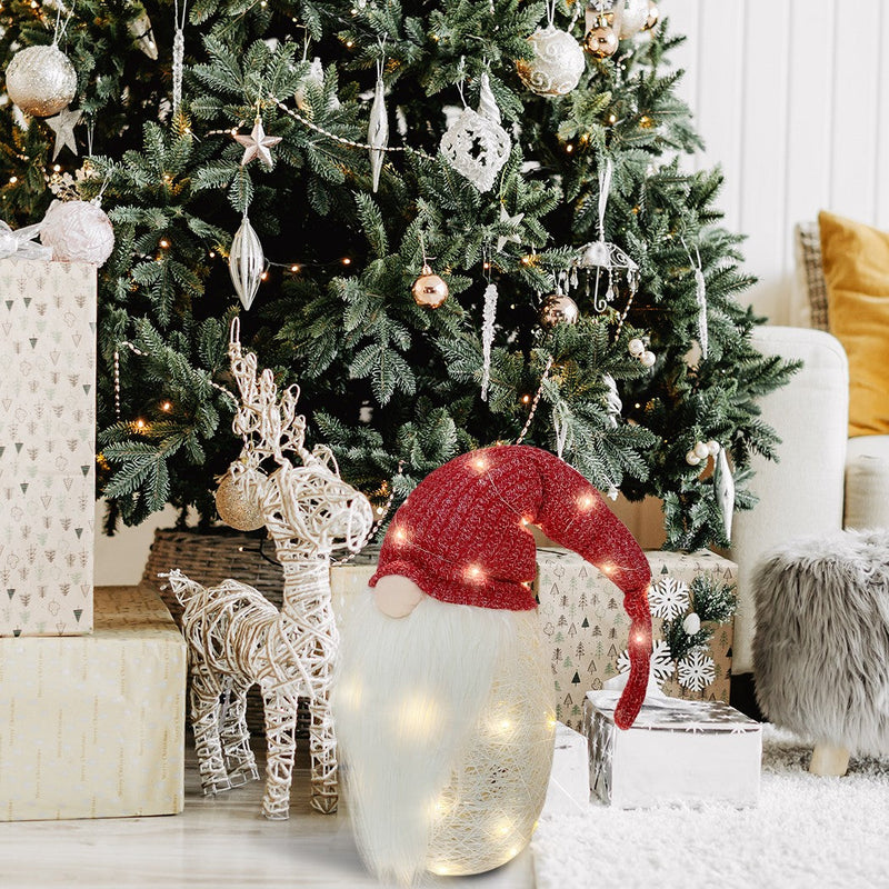 Gnomo di Natale H104 cm con Luci e Cappello Rosso