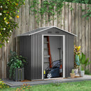 Casetta Box da Giardino con Doppia Porta Scorrevole 4 Prese d'Aria 194x110x184 cm in Acciaio Zincato Grigio 