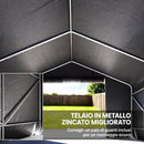 Garage Moto per Esterno Portaoggetti 3x3 m con Porta e Prese d'Aria Avvolgibili in PE Impermeabile Grigio Scuro      