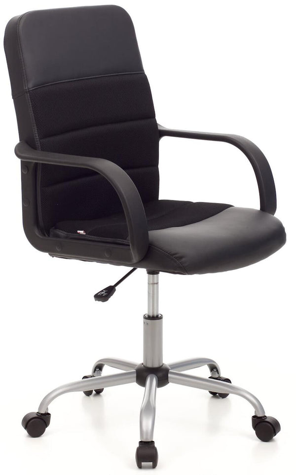 prezzo Operativer Bürostuhl aus Kunstleder und weichem schwarzem Stoff