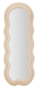 Specchio da Muro Miki Velluto Crema 60x4x160 cm in MDF e Poliestere e Specchio Crema      