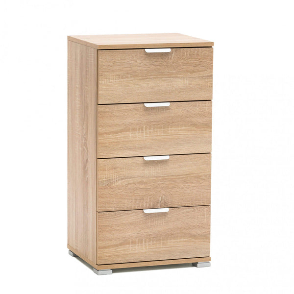 sconto Schrank mit 4 natürlichen Schubladen 45 x 38 x 85 h cm aus hellbrauner zweischichtiger Spanplatte