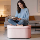 Pouf Contenitore Pieghevole 76x38x35 cm con Vano da 72L e Rivestimento in Velluto Rosa      