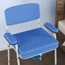 Sedia Comoda 5 in 1 per Anziani e Disabili per WC e Doccia 61x54x86-102A cm e Secchio Rimovibile in Acciaio e Plastica Celeste      