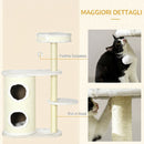 Albero Tiragraffi per Gatti Alto 100 cm Cesto e Casetta a 2 Livelli con Palo Graffiatoio in Sisal Crema      