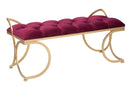 Panca Glam Luxy Bordeaux 103x43x47 cm in Ferro e MDF e Spugna e Poliestere Bordeaux e Oro