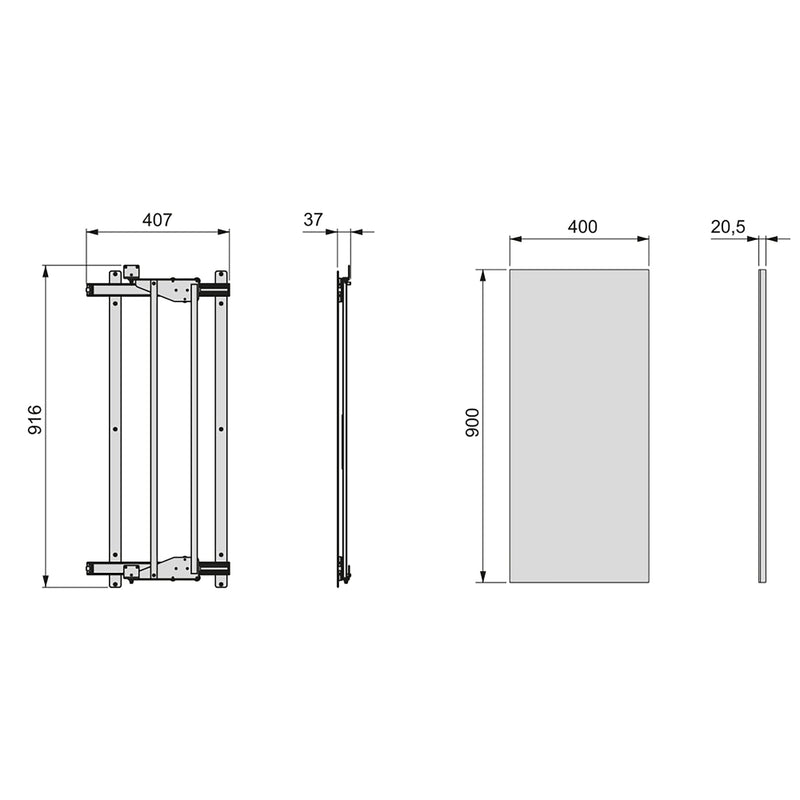 Specchio Estraibile per Armadio 90x40 cm Emuca