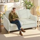 Divano 2 Posti Moderno 137x69x82 cm con Cuscini Spessi e Rivestimento Sherpa Crema      