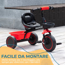 Triciclo per Bambini 2-5 Anni Bicicletta per Bambini con Seduta Regolabile Cestino e Parafango 80x48x63 cm in Acciaio e PP Rosso      