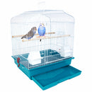 Gabbia Voliera per Uccelli 46,5x35,5x65,5 cm con 2 Mangiatoie in Ferro e Plastica Verde  