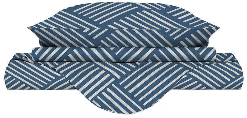 Copripiumino con Federe Stampato in Microfibra City Life Blue Varie Misure