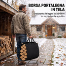 Portalegna da Esterno e Interno 47,5x33x44 cm con Borsa Portata 50 kg in Metallo Nero      