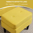 Poltrona con Poggiapiedi in Stile Moderno 75x83x104 cm in Tessuto Effetto Lino e Legno Giallo   