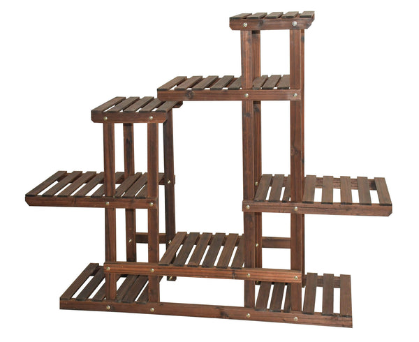 sconto Blumentopfhalter aus Holz 120 x 98 cm 8 Sitze Nussbaum