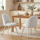 Set 2 Sedie da Pranzo 51x54x84 cm con Seduta Imbottita in Velluto Bianco      