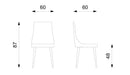 Set 4 Sedie 48x60xH87 cm in Microfibra Fox Acquamarina