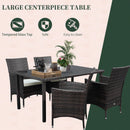 Set Tavolo e 4 Sedie da Giardino  Piano in Vetro in Rattan Marrone
