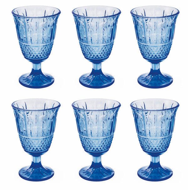 acquista Set 6 Kelche Ø8,5x10 cm in Villa d'Este Home Tivoli Elegance Blue Glass