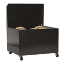 Portalegna a Baule Laion 50x40x55h cm con Ruote in PP e Coperchio in Acciaio Verniciato Nero  