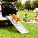 Rampa Pieghevole per Cani per Auto a 10 Gradini 154x40x7,5 cm con Strisce e Piedini Antiscivolo in PP e TPR Bianco      