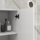 Mobile Bagno Alto Slim 30x30x181,5 cm con Ripiani Aperti e 2 Armadietti in Truciolato Bianco      