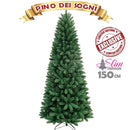 Albero di Natale Slim Pino dei Sogni Ø60x150 cm 425 Rami con Base a Croce in Metallo e PVC Verde      