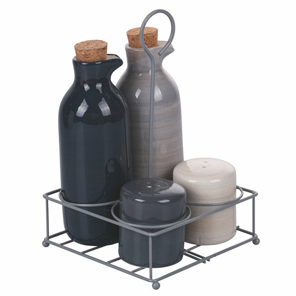 Set aus 5 Keramikteilen mit Metallständer Villa d'Este Home Tivoli Baita Stones sconto