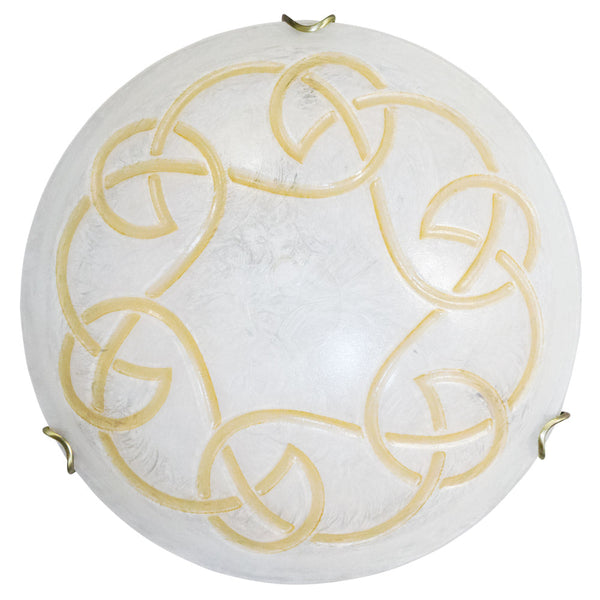 sconto Deckenleuchte 1xE27 Haken Gold Kratzglas Weiß Bernstein E-Energy Ada