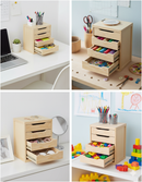 Cassettiera da Tavolo 5 cassetti 39x30x46 cm in Legno di Pino Naturale