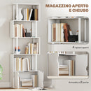 Libreria Moderna con 5 Ripiani 60x23.8x179,2 cm con Armadietto alla Base in Legno Bianco  