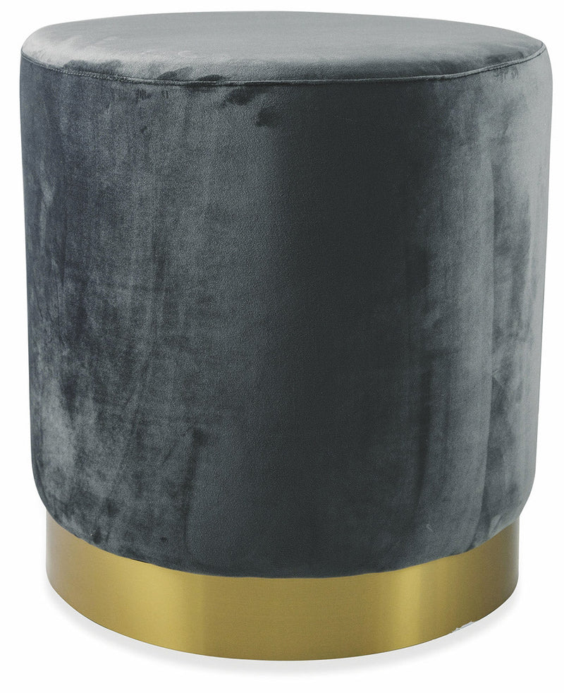 Pouf Poggiapiedi Ø47x50 cm in Velluto Soriani Grigio Scuro